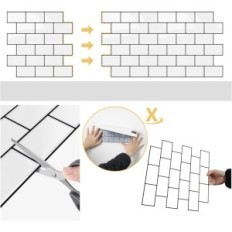 Yoillione 3D fehér ragasztórétegek fekete fúgával konyha és fürdőszoba 10 lap