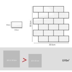 Samolepící dlaždice Yoillione 3D bílá s černou flotily pro kuchyň a koupelnu 10 listů