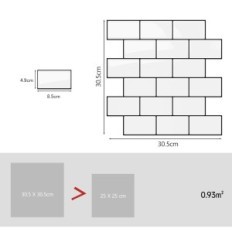 Telhas auto-adesivas Yoillione 3d branco com uma frota preta para a cozinha e banheiro 10 folhas