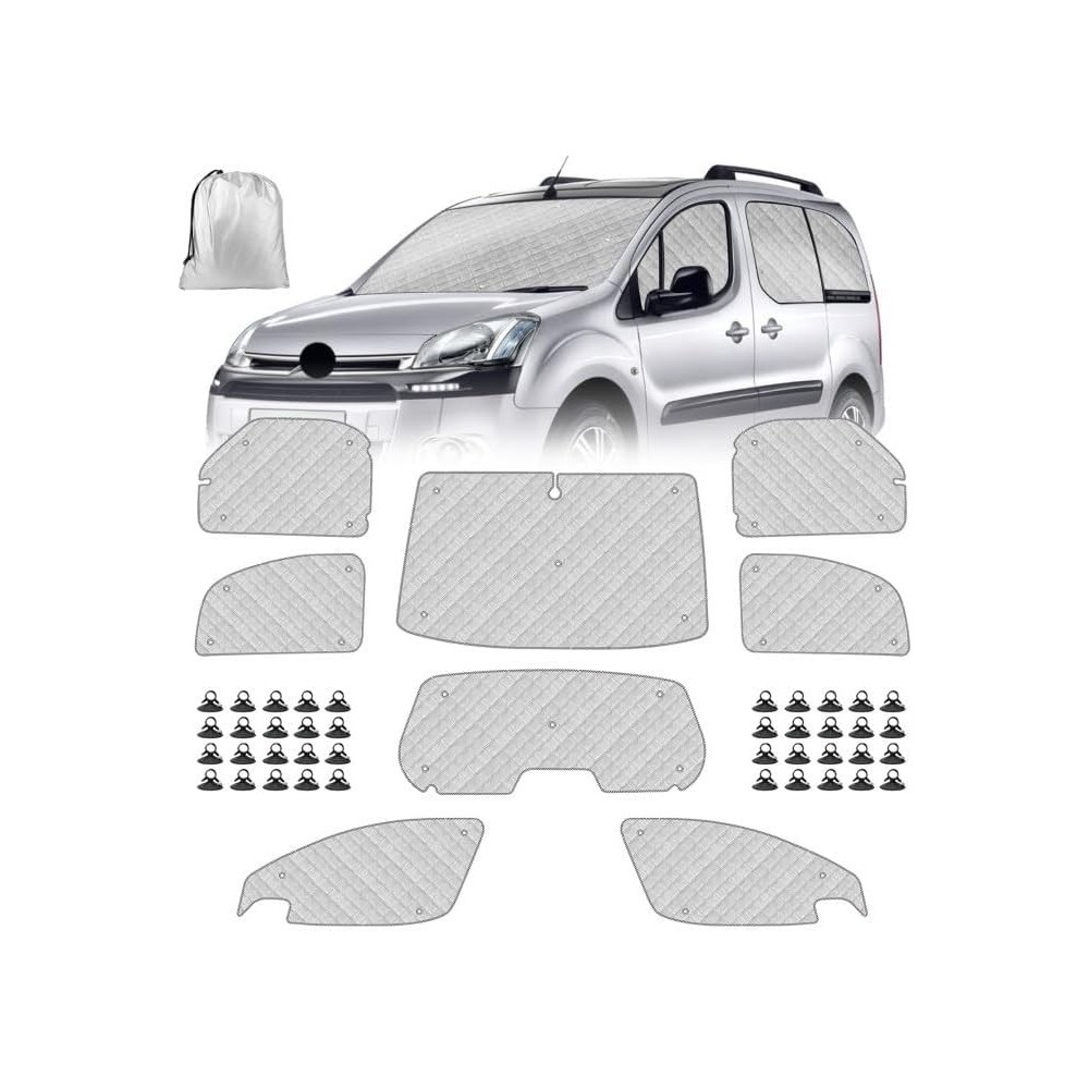 Solskydd på glaset Citroen Berlingo 2008-2018 8 objekt Fällbara