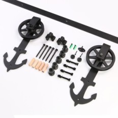 Reaping set for sliding doors 201cm Vintage wood Big wheel (without doors)