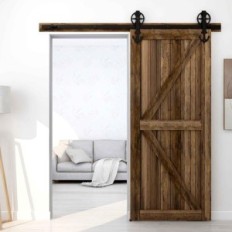 Reaping set for sliding doors 201cm Vintage wood Big wheel (without doors)