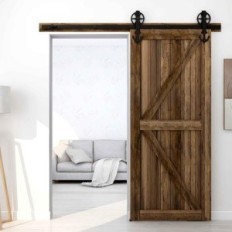 Reaping set for sliding doors 201cm Vintage wood Big wheel (without doors)