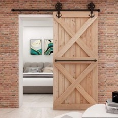 Høste sett for skyvedører 201cm Vintage Wood Big Wheel (uten dører)