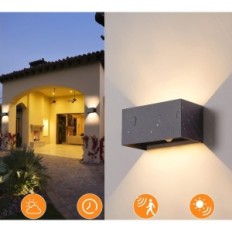 LED-ulompi lamppu Celavy 2 kpl. Antrasiitti IP65 -liikeanturilla