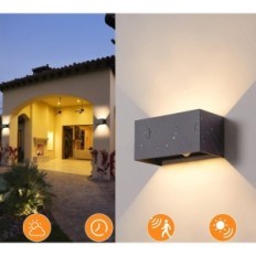 LED ytre lampe Celavy 2 stk. Antrasitt med IP65 bevegelsessensor