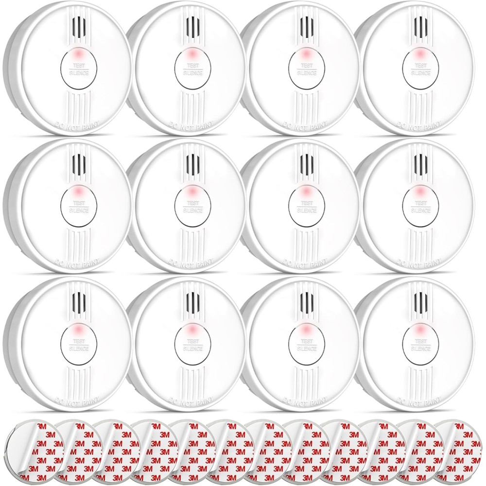 Sensor de humo y alarma contra incendios PUTOGESAFE 206C Detectores de humo 10 años 12 PCS.