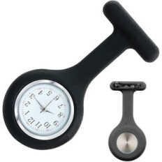 Watch de l'infirmière avec une broche de silicone noire pour des vêtements