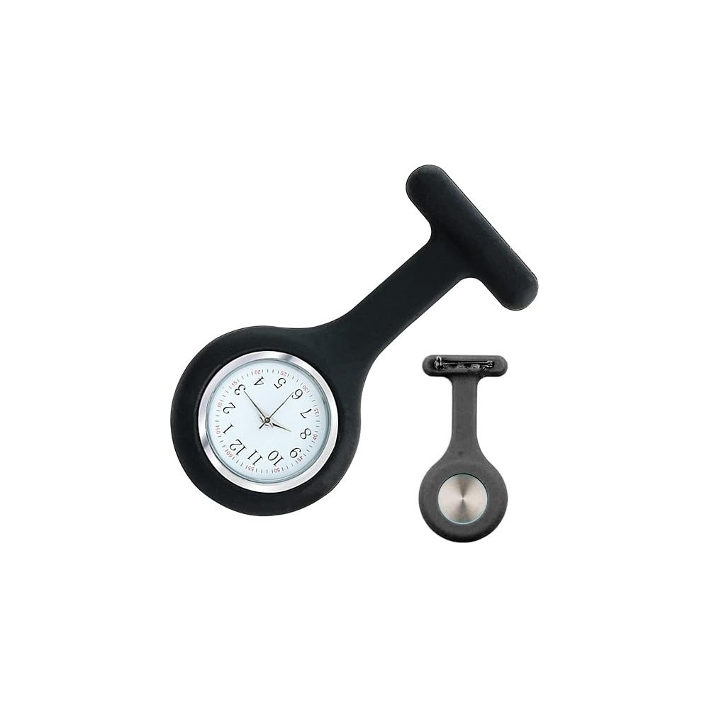 Enfermeira relógio com broche de silicone preto para roupas