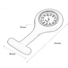 Reloj de enfermera con broche de silicona negro para ropa