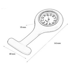 Reloj de enfermera con broche de silicona negro para ropa