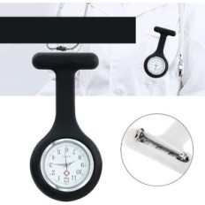 Reloj de enfermera con broche de silicona negro para ropa