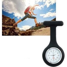 Krankenschwester-Uhr mit schwarzer Silikon-Brosche für Kleidung