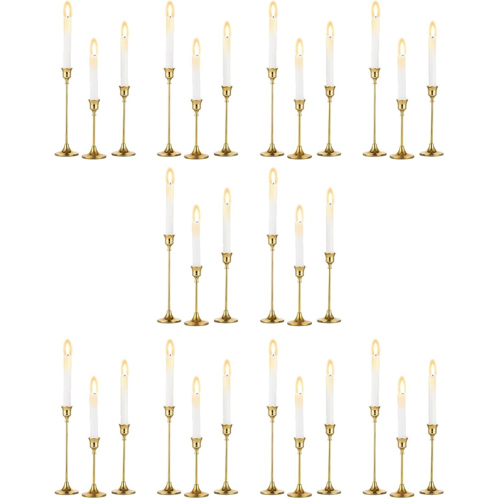 Metall-Kerzenständer Goldener Romadedi 10x3-Teile (30 Stück) 15/18,5 / 23,5 cm