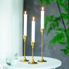 Metal candlestick Golden Romadedi 10x3 pieces (30 pieces) 15/18.5 / 23.5 cm