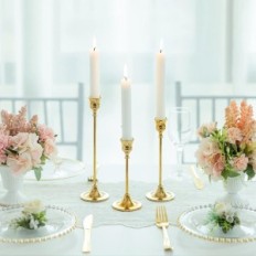Metal candlestick Golden Romadedi 10x3 pieces (30 pieces) 15/18.5 / 23.5 cm