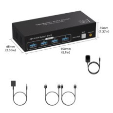 Switch KVM DisplayPort VPFET 2 PC 2 Monitores 4K120Hz USB 3.0 8K60Hz