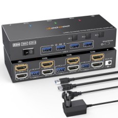 Διακόπτης HDMI KVM 3 Υπολογιστές 2 Οθόνες 4K60Hz με τηλεχειριστήριο και USB 3.0