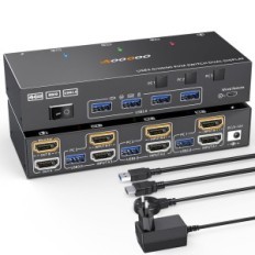 HDMI switch KVM 3 Computers 2 Monitors 4k60Hz with remote control and USB 3.0