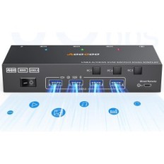 HDMI Switch KVM 3 Computer 2 Monitore 4k60Hz mit Fernbedienung und USB 3.0