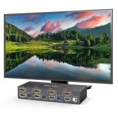 Cambio HDMI KVM 3 Computadoras 2 Monitores 4K60Hz con control remoto y USB 3.0