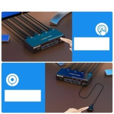 HDMI SWITCH KVM 3 Datorer 2 Övervakar 4K60Hz med fjärrkontroll och USB 3.0
