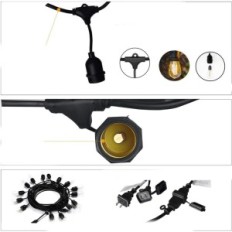 Aed Garland Svarte LED 15M S14 IP65 15 + 1 Ligikalapirnid 2W Soe valge 2700K näitus