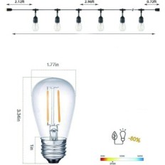 Girlanda ogrodowa Svater LED 15m S14 IP65 15+1 żarówek 2W ciepłe białe 2700K POWYSTAWOWY