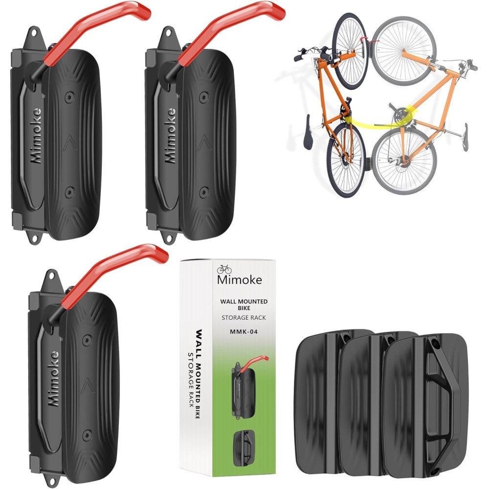 Držač zida za bicikl okomito mimoke crveno 3pcs. MTB i cesta