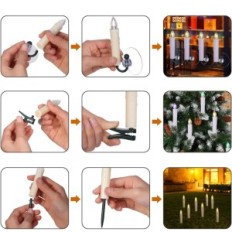 LED candles with a pulley remote. 40pcs. Blanc chaud pour arbre de Noël et décoration