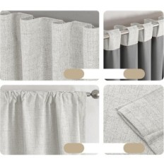 Bleichen Vorhänge Joydeco 2x140x220 cm 100% Undurchsichtiges Leinen Thermo