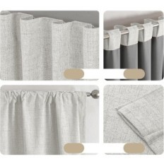 Valkaisuverhot Joydeco 2x140x220 cm 100% läpinäkymätön pellava Thermo