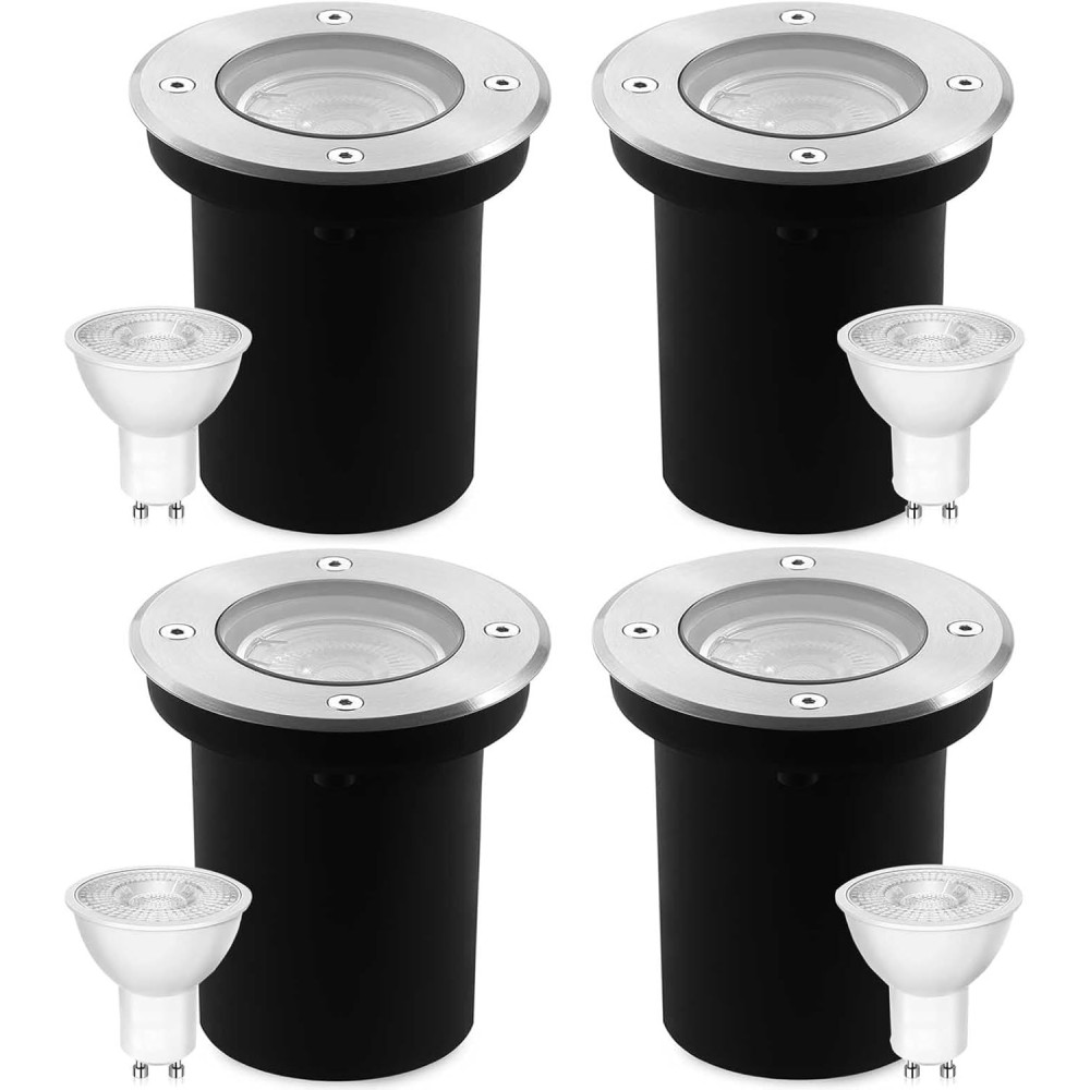 Faros del piso de Goodia 4 piezas. GU10 IP67 ajustable 3 en blanco cálido