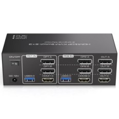 Slēdzis KVM TJCXELE HDMI + DP 2 PC 3 USB 3.0 monitoru kopija un paplašināšana