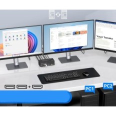 Switch KVM TJCXele HDMI + DP 2 PC 3 USB 3.0 Monitores Cópia e Extensão