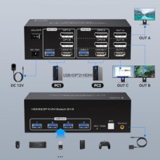 Switch KVM TJCXele HDMI + PC 2 PC 3 PC 3.0 OPLOIRS OPLOIRS