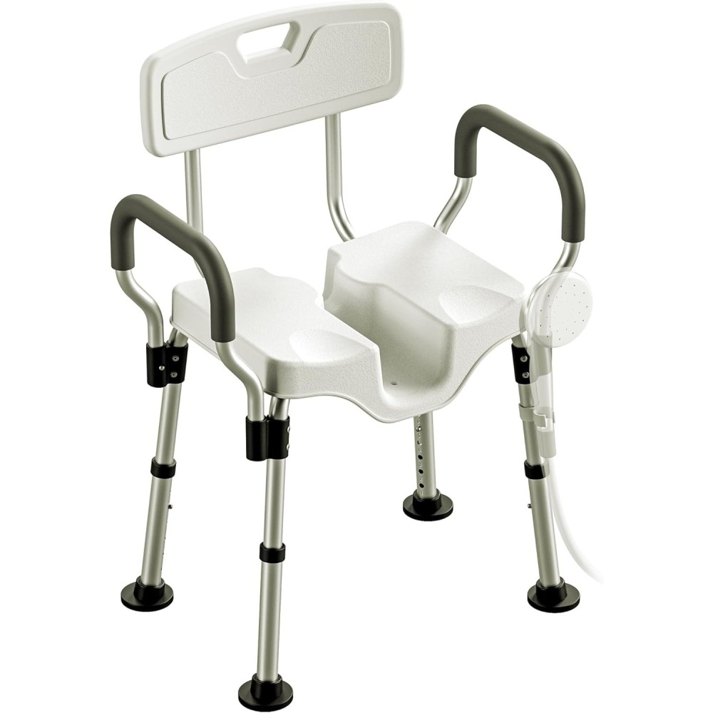 Silla de ducha de Littney usada con respaldo y reposabrazos de la inversión