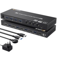 KVM USB 3.0 Switch 4-Port HDMI 4 Computadores 1 Monitor 4K @ 60Hz 4 USB KC-KVM401A