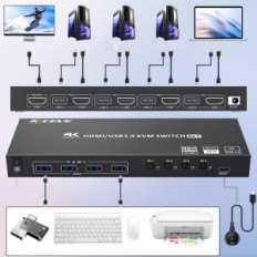 KVM USB 3.0 διακόπτη 4-θύρας HDMI 4 υπολογιστές 1 οθόνη 4K @ 60Hz 4 USB KC-KVM401A