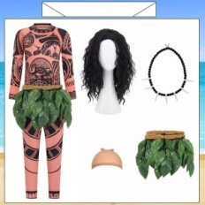 Robe mâle Maui Mrscclaus avec perruque et accessoires pour costume d'Halloween