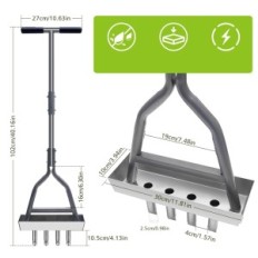 Použité Jaogaus Lawn aerator 4 Kovové zuby s podnosem a zahradní podnosem