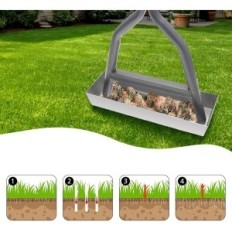 Used Jaogaus lawn aerator 4 metal teeth with tray and garden tray