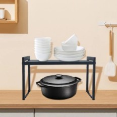 Scarpa per ripiano per cucina 66 cm Zenmaarket Organizer per spezie 2 pezzi. Nero