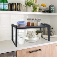 Scarpa per ripiano per cucina 66 cm Zenmaarket Organizer per spezie 2 pezzi. Nero