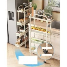 Carrito de cocina en ruedas Umdonx Exposición móvil blanca de 4 niveles