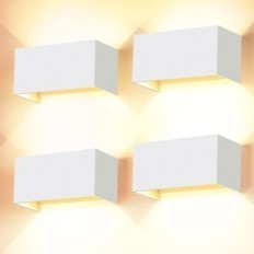 Vegglampe LED 24 i hvit justerbar IP65 3000 K Cwycfw DCL002D 4 stk.