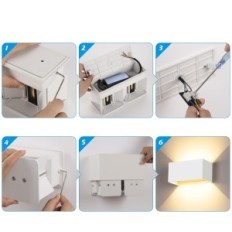 Lampada da parete LED 24 in bianco regolabile IP65 3000 K CWYCFW DCL002D 4 PCS.