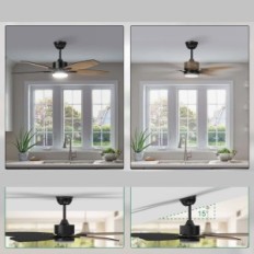 Ventilateur de plafond en bois MEFINE 106 cm avec éclairage et télécommande