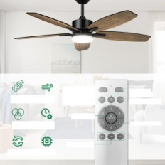 Ventilateur de plafond en bois MEFINE 106 cm avec éclairage et télécommande