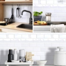 Adesivos 3D em yoillione 20 pcs. PVC branco mais espesso para a cozinha e banheiro